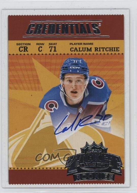 2024 Upper Deck Credentials Retro Ticket Access Rookies Calum Ritchie Auto q2c