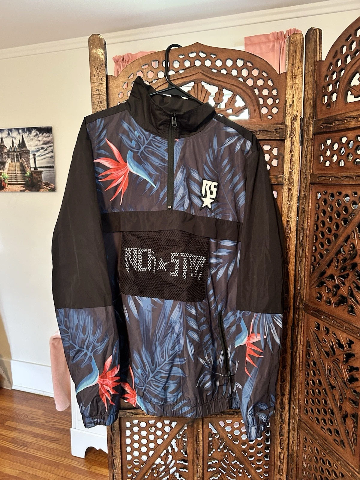 Rich Star Men's Floral Print Windbreaker Jacket Size Xl