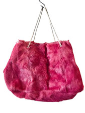 MARNI Borsa a mano in vera pelliccia rosa scuro GERANIO borsa a tracolla da d...