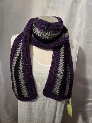 New Soft Handmade Crocheted Striped 60'' L 6'' W Rectangle Scarf Neck Warmer