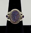NICKY BUTLER NB 925 Sterling Silver Druzy Quartz Gemstone Ring Size 7 - 8.4g