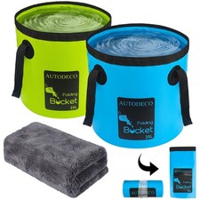 2 Pack Collapsible Bucket 5 Gallon Container Folding Water Bucket Portable Wa...