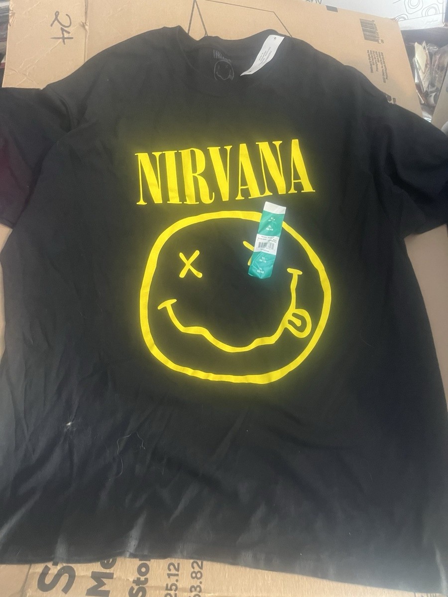 NEW-WITH-TAGS OFFICIAL NIRVANA SMILEY FACE LOGO T-SHIRT - ADULT