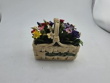 Vintage Italian Capodimonte style Porcelain Floral Basket White Encruste Flowers
