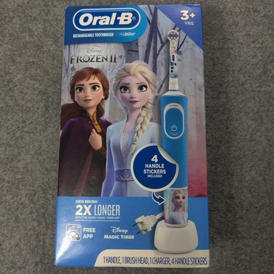 Oral-B Frozen II Girls Electric Toothbrush Blue Rechargeable 3+ Yrs New