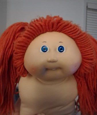 Vintage 1985 cabbage patch doll, red head, blue eyes, pig tails, head mold 2
