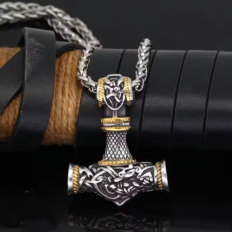 🔥 Wikinger Krieger Anhänger Thor Hammer Kette für Herren ⚔️ Mittelalter Schmuck - Bild 2 von 2