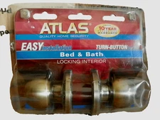 Atlas Bed & Bath Locking Interior Turn Button Antique Brass Door Handle Lock NEW