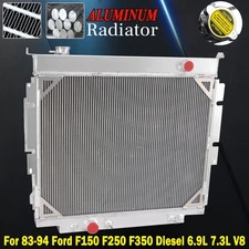 Aluminum Radiator For 1983-1994 Ford F150 F250 F350 F59 Diesel 6.9L/7.3L V8