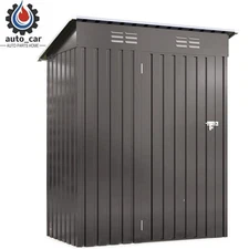 5x3FT Galvanized Steel Storage Shed w/Lockable Door,Pitched Roof,Gray Tool Shed