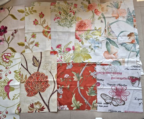 LARGE BUNDLE OF DESIGNER FABRICS job lot sample book pages, swatches #8 remnants - Picture 7 of 16