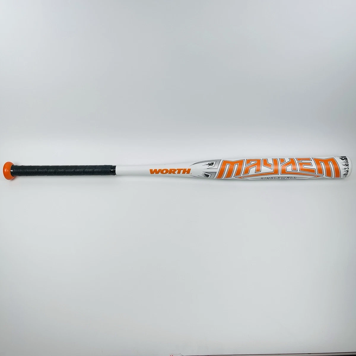 Batte De Softball Worth Mayhem Adulte – 34 Pouces, 27 Oz, Alliage Blanc/orange (occasion)
