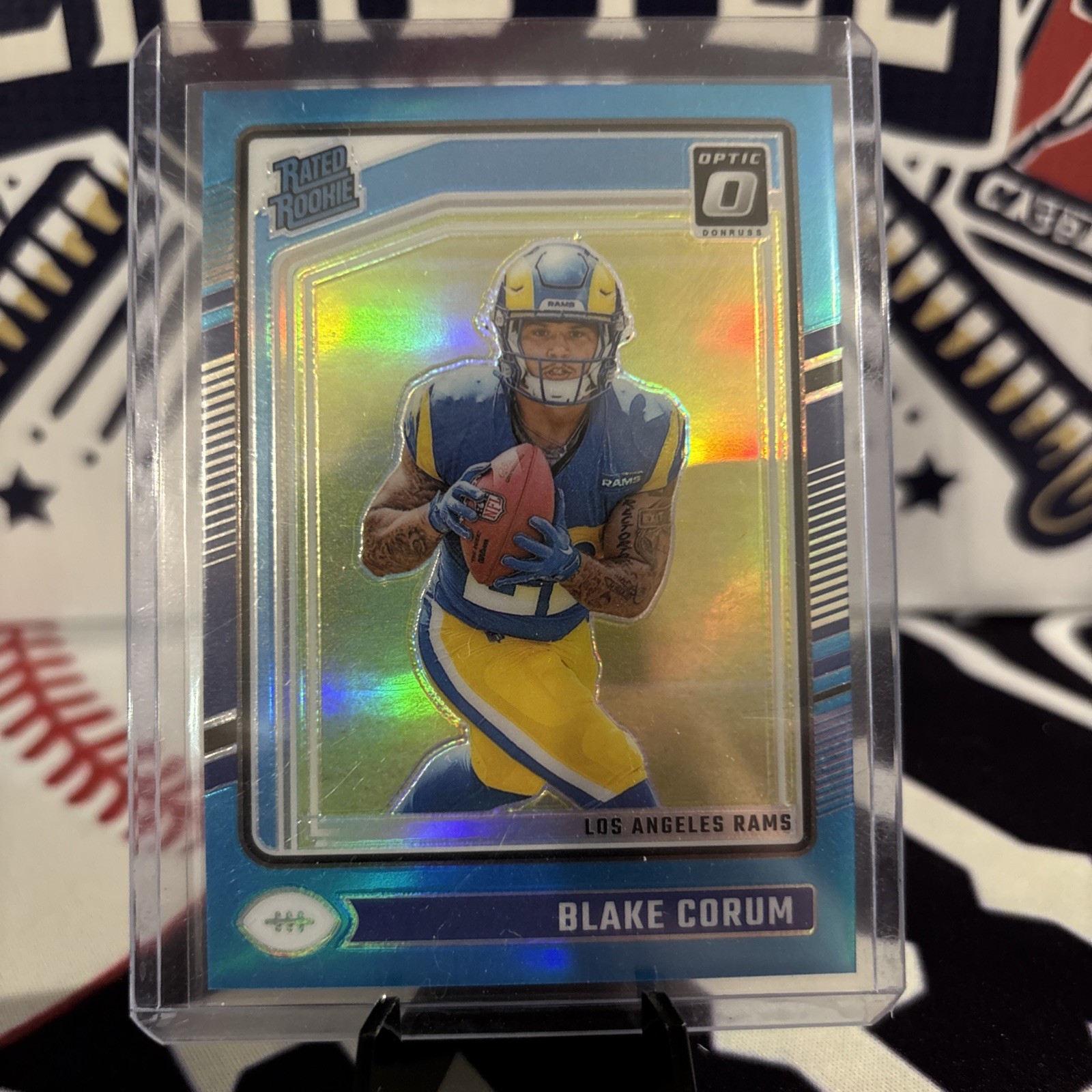 2024 Panini Donruss Optic - Rated Rookie Blake Corum #208 Aqua Prizm /299 (RC)