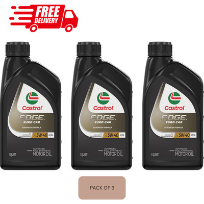 (3 pack)Castrol EDGE Euro 5W-40 A3/B4 Advanced Full Synthetic Motor Oil,1 Quarts