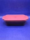 Vintage Pyrex Sculptured Cranberry Loaf Pan with Lid No Chips Great Condition
