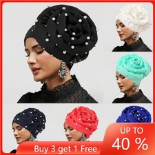 Women Hijab Caps African Wedding Party Flower Hats Head Wrap Turban Chemo Caps