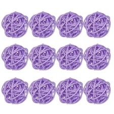 12 Pack Wicker Rattan Balls 1.2in for DIY Craft  Light Purple