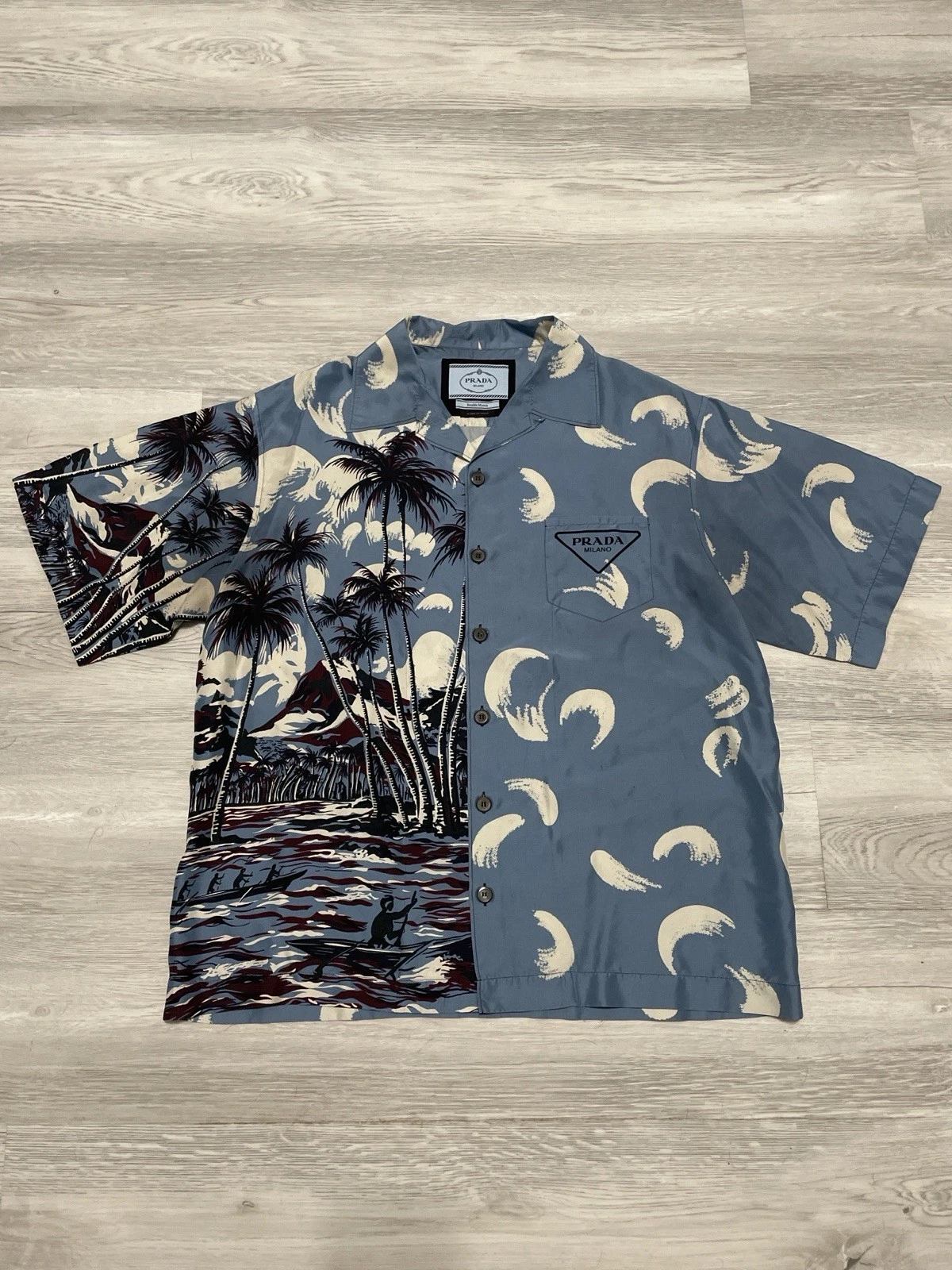 Camicia Prada Doppio Match Palma Seta Taglia M