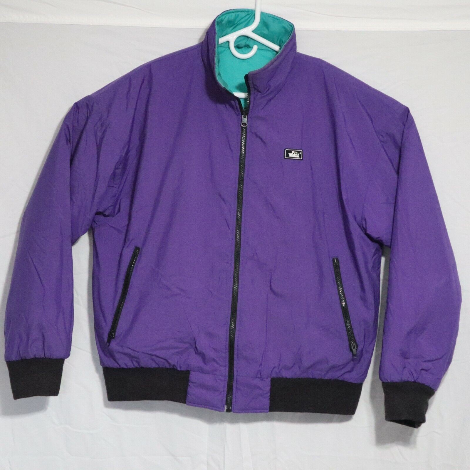 Woolrich Reversible Ski Jacket Coat Mens SM Medium Teal Purple, EUC, Vtg,