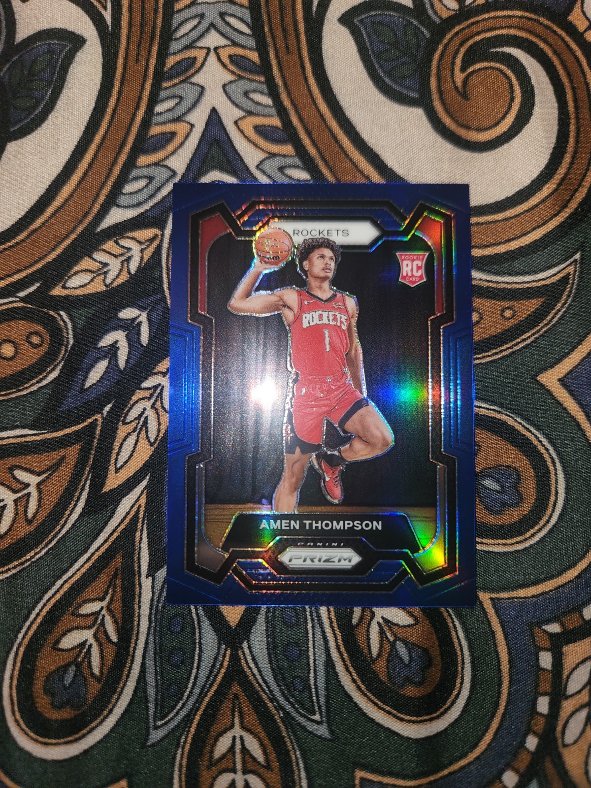 2023-24 Panini Prizm Amen Thompson #150 RC Prizm Blue Rookie /199 Rockets SSP