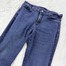 NYDJ Womens 14 Straight Leg Jeans Blue Rhinestone Side Stripe Made in USA