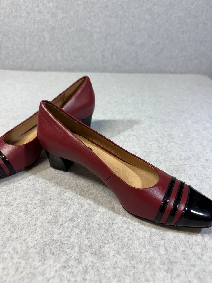 Туфли для прослушивания женские размер 7 узкие низкий каблук квадратный носок кожа без шнуровки комфорт - Изображение 4 из 4