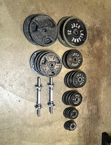 Marcy Bench Press w/ Barbell, Weight Plates (225lbs) & Dumbbell Bars, Rack.