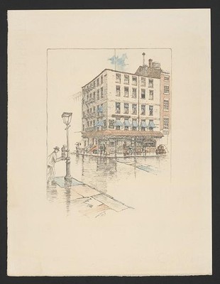 Photo:New York NY 1908 Faunce's Tavern C.F.W. Mielatz callbox street scene