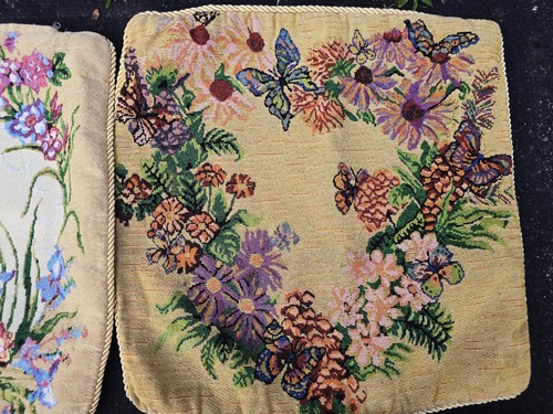 Tapestry Pillow Covers Reversible Butterfly Dragonfly Country Floral 18" Set 4pc - Picture 5 of 7