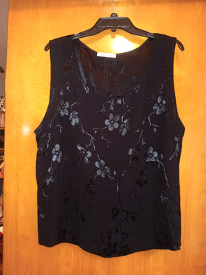 Spencer Alexis 3X Top Sleeveless Black Floral T411JW USA Cami Shell