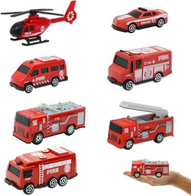 Feuerwehrauto Spielzeug Set 7-teilig ab 3 Jahre Kunststoff Mini Rettungsfahrz... - Bild 1 von 4