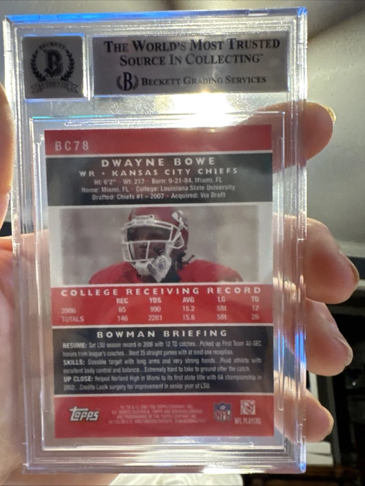 Dwayne Bowe Bowman Chrome RC On Card Aoto Beckett 10 - Image 2 of 2