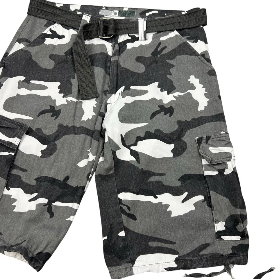 Pantalones Cortos Carga Regal Wear Para Hombre Talla 34 Negro Blanco Gris Camuflaje Cinturón Ropa de Calle Foto 3 de 4