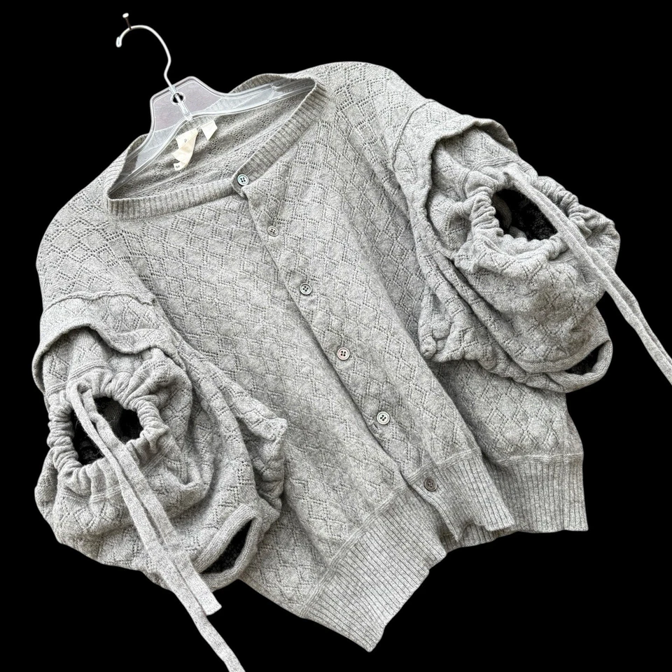 Cárdigan de Lana Tao COMME des GARCONS Gris Suéter Hinchado Manga Corta LEER Foto 2 de 4