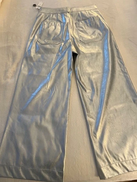 Pantalón corto Anthropologie MAEVE Colette plateado tiro alto pierna ancha talla 28 nuevo con etiquetas Foto 2 de 4