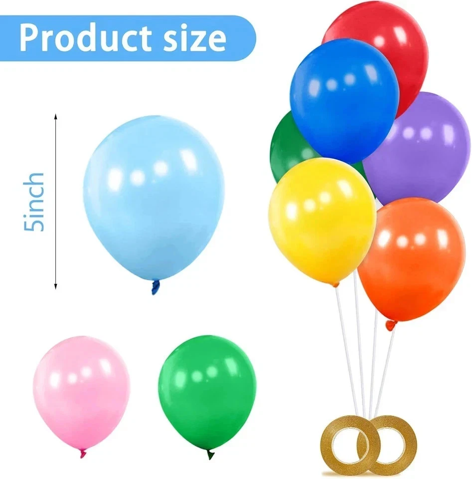 200Pcs Balloons 5 Inch Assorted Colors, Small Mini Rainbow Latex Balloons for Pa - Image 2 of 4