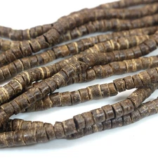5 Strands of 22" Natural Dark Column Coconut Heishi Beads 5mm Jewelry Making