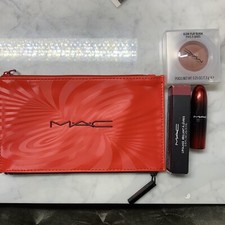 Mac Cosmetics Lot Lipglass Gloss Love Me Lipstick Blush Makeup Bag