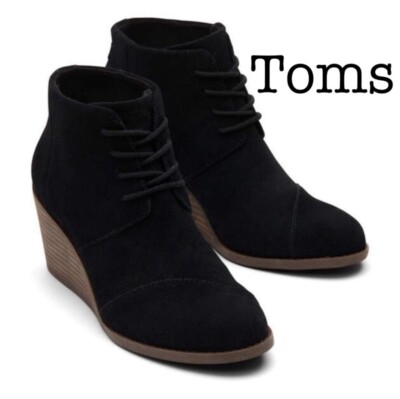 New Toms Hyde Suede Black Booties Size 5.5