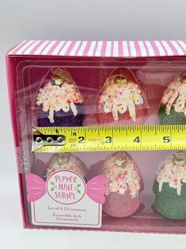 Peppermint Square Gumdrop Candy Christmas Tree Ornaments Set Of 6 New - Picture 3 of 3