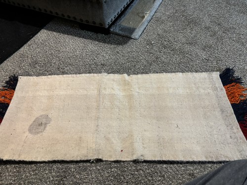 Antique Hand Woven Wool Camel Saddle Bag Double Kilim Rug Fringe 47x 17 - Picture 8 of 13