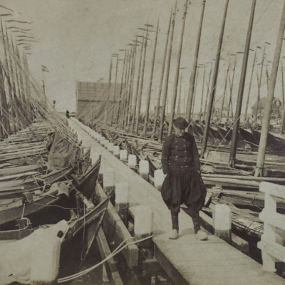 Marken Harbor Holland Stereoview c1903 Antique Kilburn Netherlands Boats Q307