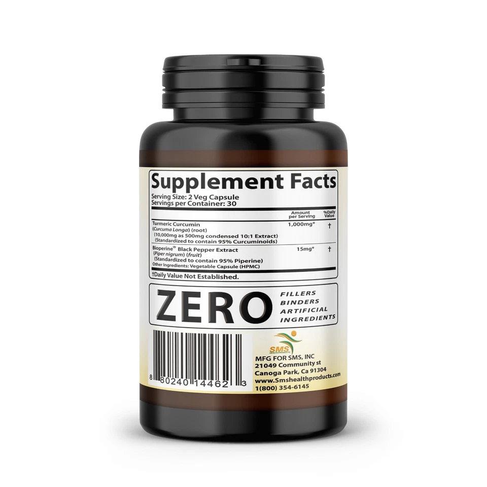 4x Curcumina de Cúrcuma 95% con Píldoras de Pimienta Negra Extra Fuerte Tumérico 240 Cápsulas Foto 4 de 4