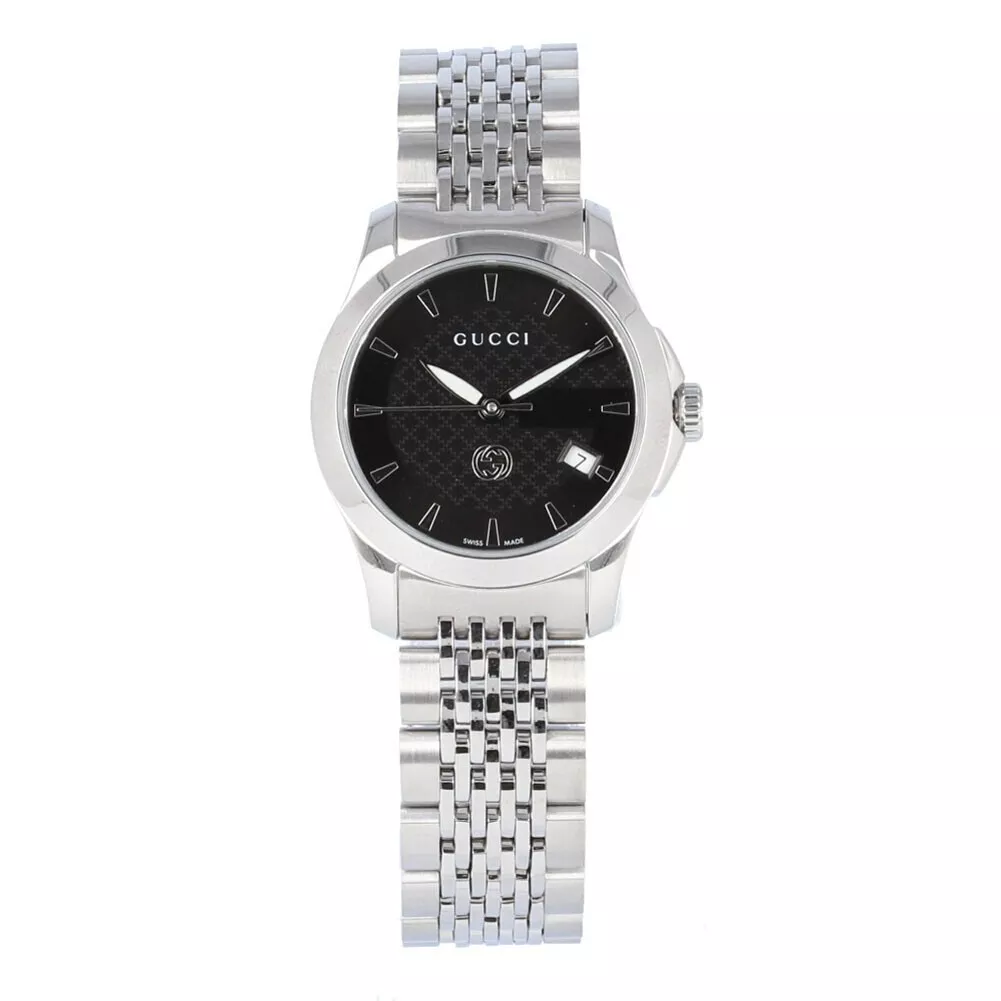 GUCCI G TIMELESS YA1265006 analogique quartz saphir cristal noir argent