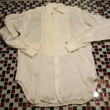 VTG 60's 70's  Melville OFF White Formal DOILY Tuxedo MEDIUM 15x35 Dress Shirt