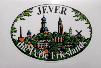 Souvenir-Aufkleber Jever Die Perle Frieslands Marienstadt Niedersachsen 80er