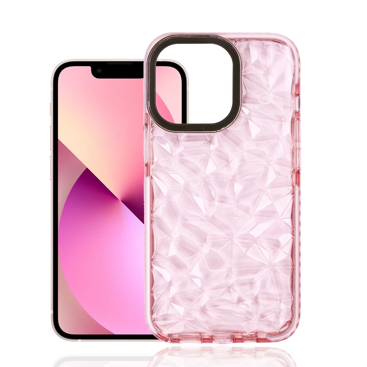 CASIAURA Pink Diamond Phone Case Compatible With IPhone 13 Pro 6.1 Inch