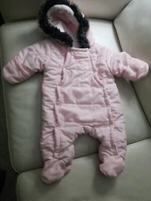 Calvin Klein 0-3 Month Baby Winter Snow Suit Baby Bunting Pink Warm Snaps