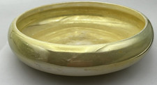 Weller Pottery Bowl Hudson Low Tri Footed Inward Curve Rim Iridescent Yellow