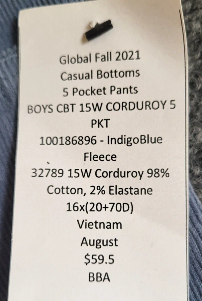 Pantalones Brooks Brothers para niño talla 12 azul índigo polar pana pierna recta Foto 3 de 4